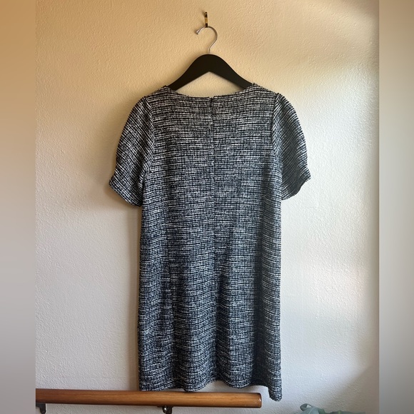LOFT summer tweed-look dress; size 6P; button accents at bottom - Picture 2 of 5